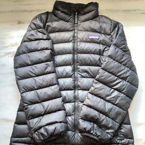 Kids Patagonia Black Down Insulated Full Zip Up Puffer Jacket Sweater Sz 10